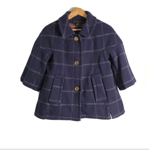Marc by Marc Jacobs Blue Checkered Wool Coat - Picture 2 of 6